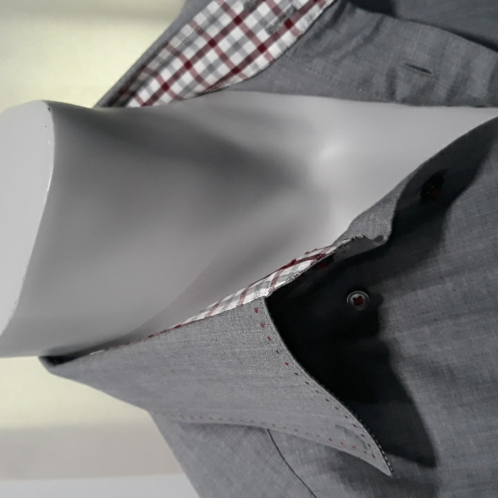 Olymp mens grey cotton dress shirt. 16 inches neck